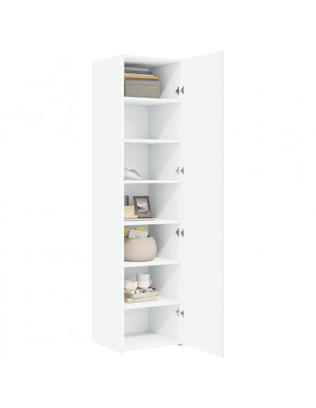 Credenza Bianca 45x42,5x185 cm in Legno Multistrato