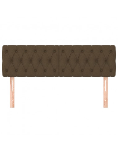 Testiera 2 pz Marrone Scuro 80 x 7 x 78/88 cm in Tessuto
