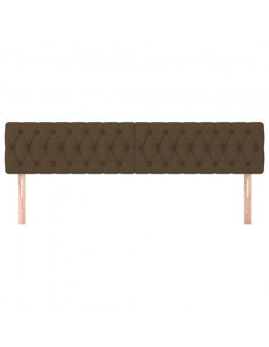 Testiera 2 pz Marrone Scuro 100 x 7 x 78/88 cm in Tessuto