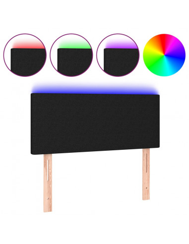 Testiera a LED Nera 80x5x78/88 cm in Tessuto