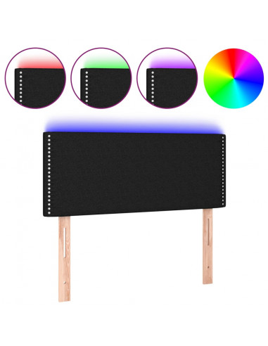 Testiera a LED Nera 80x5x78/88 cm in Tessuto