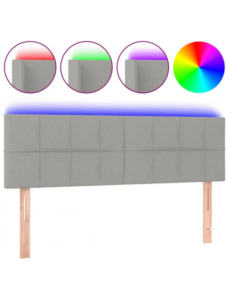 Testiera a LED Grigio Chiaro 144x5x78/88 cm in Tessuto
