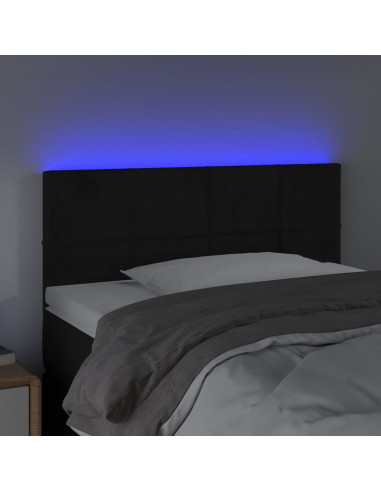 Testiera a LED Nera 80x5x78/88 cm in Velluto