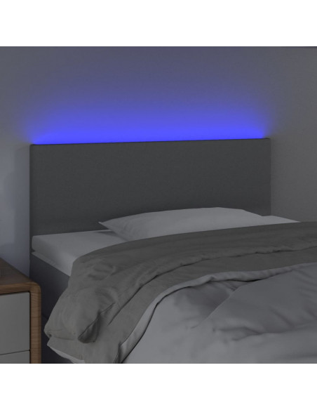 Testiera a LED Grigio Chiaro 100x5x78/88 cm in Tessuto