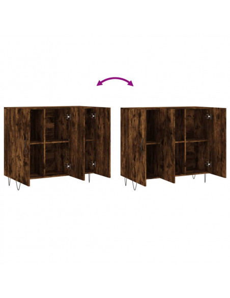 Credenza Rovere Fumo 90x34x80 cm in Legno Multistrato