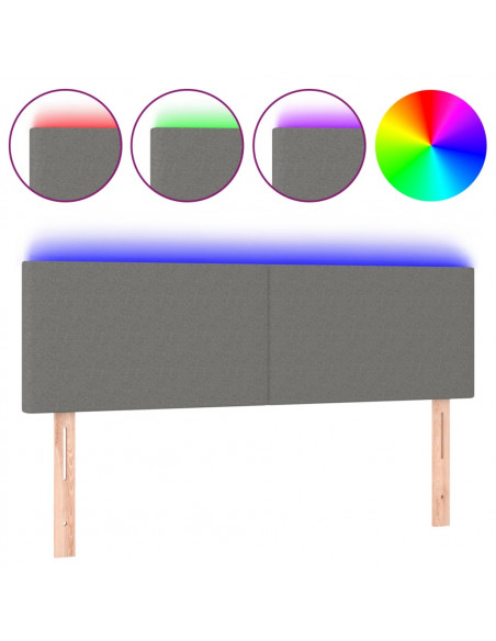Testiera a LED Grigio Scuro 144x5x78/88 cm in Tessuto