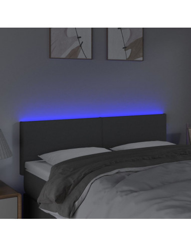 Testiera a LED Grigio Scuro 144x5x78/88 cm in Tessuto