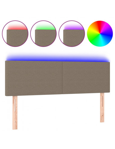 Testiera a LED Tortora 144x5x78/88 cm in Tessuto