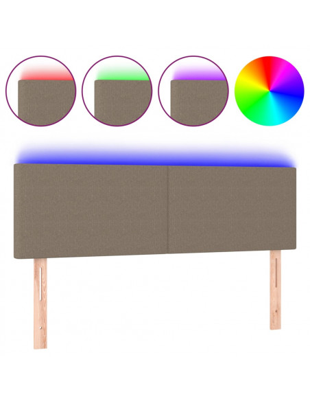 Testiera a LED Tortora 144x5x78/88 cm in Tessuto