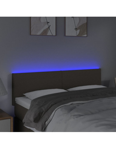 Testiera a LED Tortora 144x5x78/88 cm in Tessuto