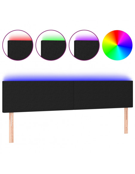 Testiera a LED Nera 160x5x78/88 cm in Tessuto