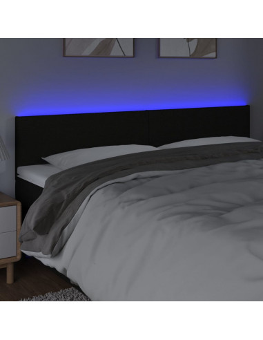 Testiera a LED Nera 160x5x78/88 cm in Tessuto