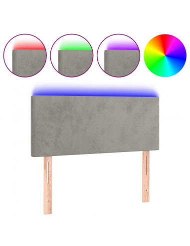 Testiera a LED Grigio Chiaro 90x5x78/88 cm in Velluto