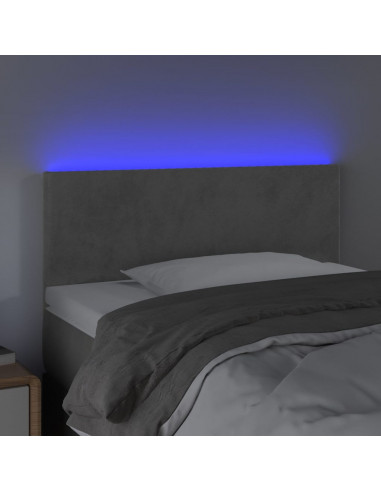 Testiera a LED Grigio Chiaro 90x5x78/88 cm in Velluto