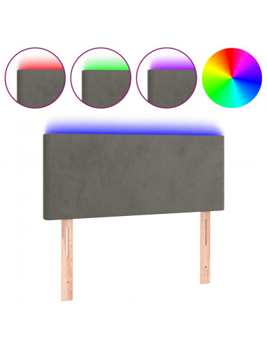 Testiera a LED Grigio Scuro 90x5x78/88 cm in Velluto