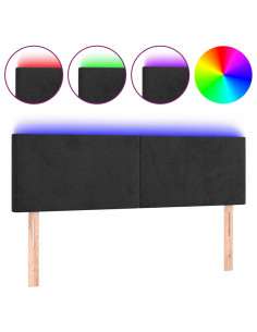 Testiera a LED Nera 144x5x78/88 cm in Velluto 2