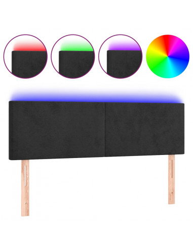 Testiera a LED Nera 144x5x78/88 cm in Velluto