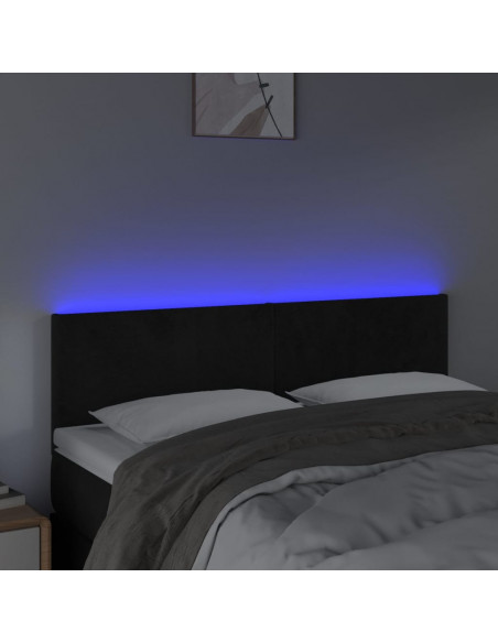 Testiera a LED Nera 144x5x78/88 cm in Velluto