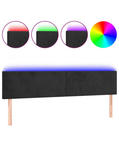 Testiera a LED Nera 160x5x78/88 cm in Velluto