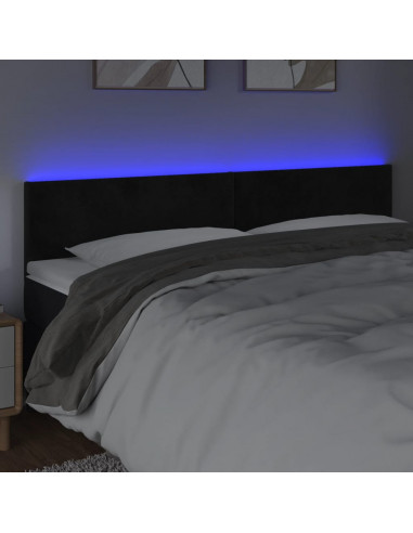 Testiera a LED Nera 160x5x78/88 cm in Velluto