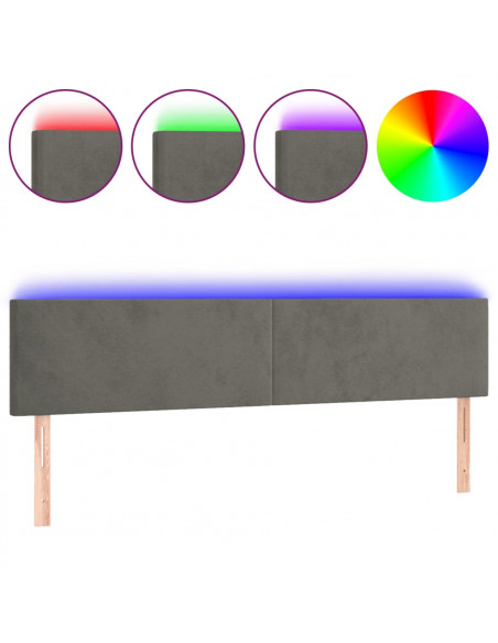 Testiera a LED Grigio Scuro 180x5x78/88 cm in Velluto