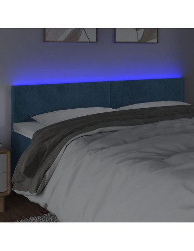 Testiera a LED Blu Scuro 180x5x78/88 cm in Velluto