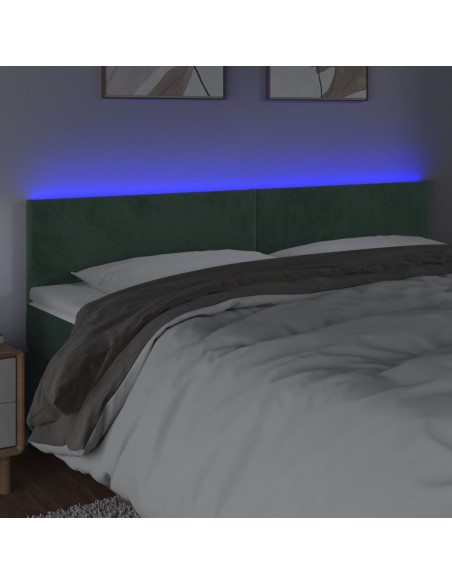 Testiera a LED Verde Scuro 200x5x78/88 cm in Velluto