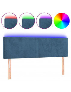Testiera a LED Blu Scuro 144x5x78/88 cm in Velluto 2