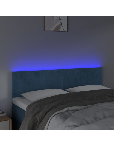 Testiera a LED Blu Scuro 144x5x78/88 cm in Velluto