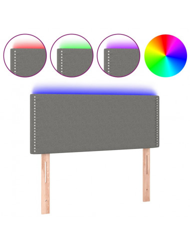 Testiera a LED Grigio Scuro 90x5x78/88 cm in Tessuto