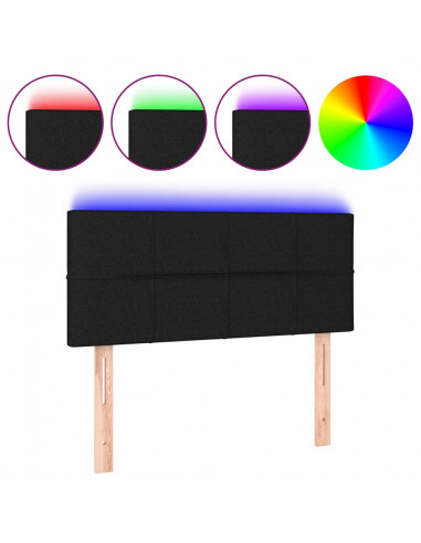 Testiera a LED Nera 100x5x78/88 cm in Tessuto