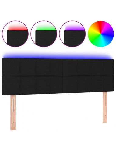 Testiera a LED Nera 144x5x78/88 cm in Tessuto