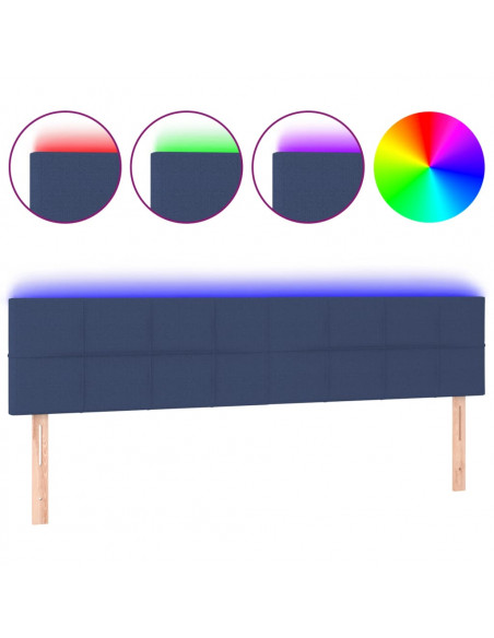 Testiera a LED Blu 200x5x78/88 cm in Tessuto