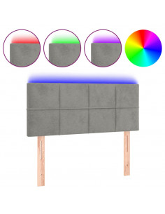 Testiera a LED Grigio Chiaro 100x5x78/88 cm in Velluto 2