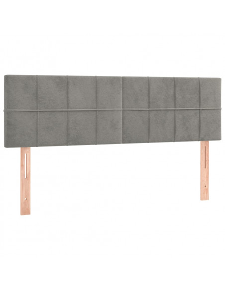 Testiera a LED Grigio Chiaro 144x5x78/88 cm in Velluto