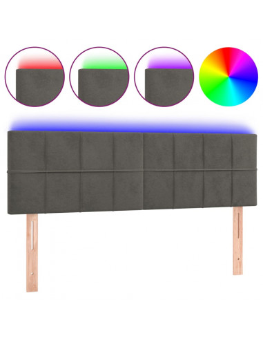 Testiera a LED Grigio Scuro 144x5x78/88 cm in Velluto
