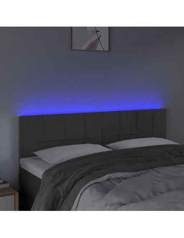 Testiera a LED Grigio Scuro 144x5x78/88 cm in Velluto