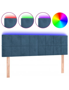 Testiera a LED Blu Scuro 144x5x78/88 cm in Velluto 2