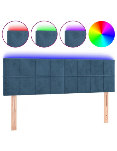 Testiera a LED Blu Scuro 144x5x78/88 cm in Velluto