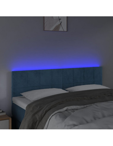 Testiera a LED Blu Scuro 144x5x78/88 cm in Velluto
