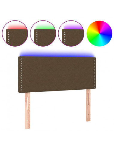 Testiera a LED Marrone Scuro 100x5x78/88 cm in Tessuto