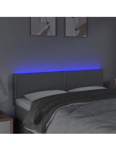 Testiera a LED Grigio Chiaro 144x5x78/88 cm in Tessuto