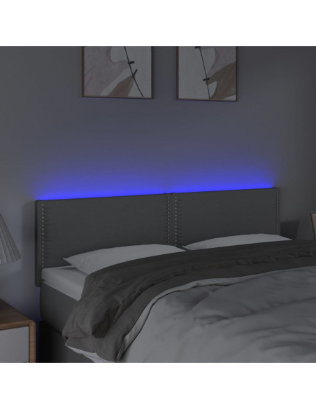 Testiera a LED Grigio Chiaro 144x5x78/88 cm in Tessuto