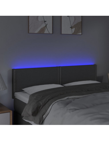 Testiera a LED Grigio Scuro 144x5x78/88 cm in Tessuto