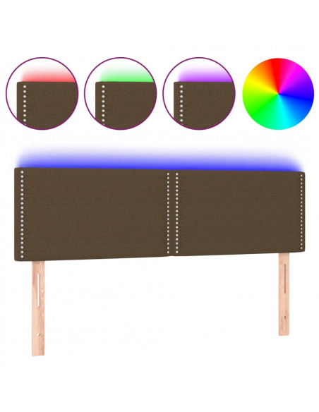 Testiera a LED Marrone Scuro 144x5x78/88 cm in Tessuto