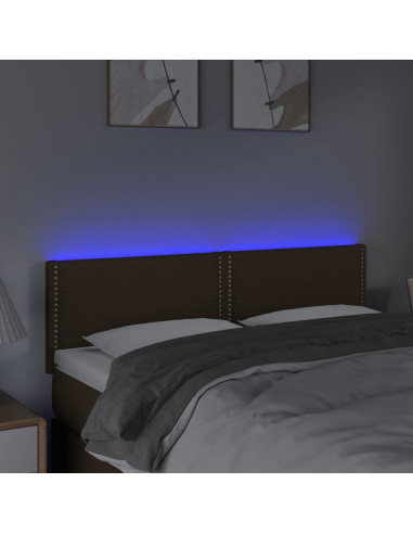 Testiera a LED Marrone Scuro 144x5x78/88 cm in Tessuto