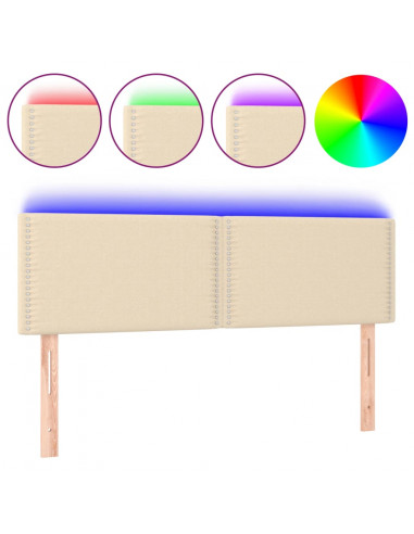 Testiera a LED Crema 144x5x78/88 cm in Tessuto