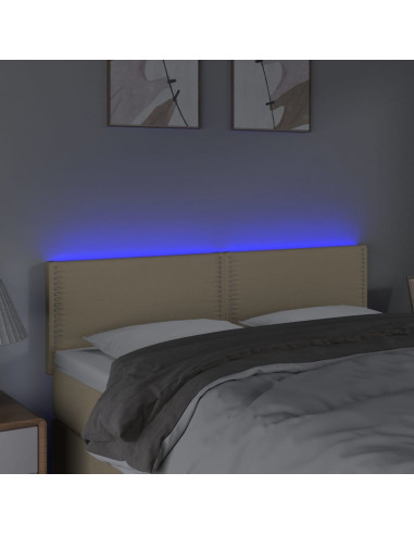 Testiera a LED Crema 144x5x78/88 cm in Tessuto