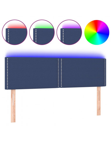 Testiera a LED Blu 144x5x78/88 cm in Tessuto