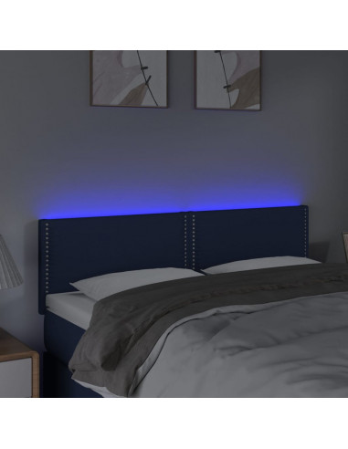 Testiera a LED Blu 144x5x78/88 cm in Tessuto